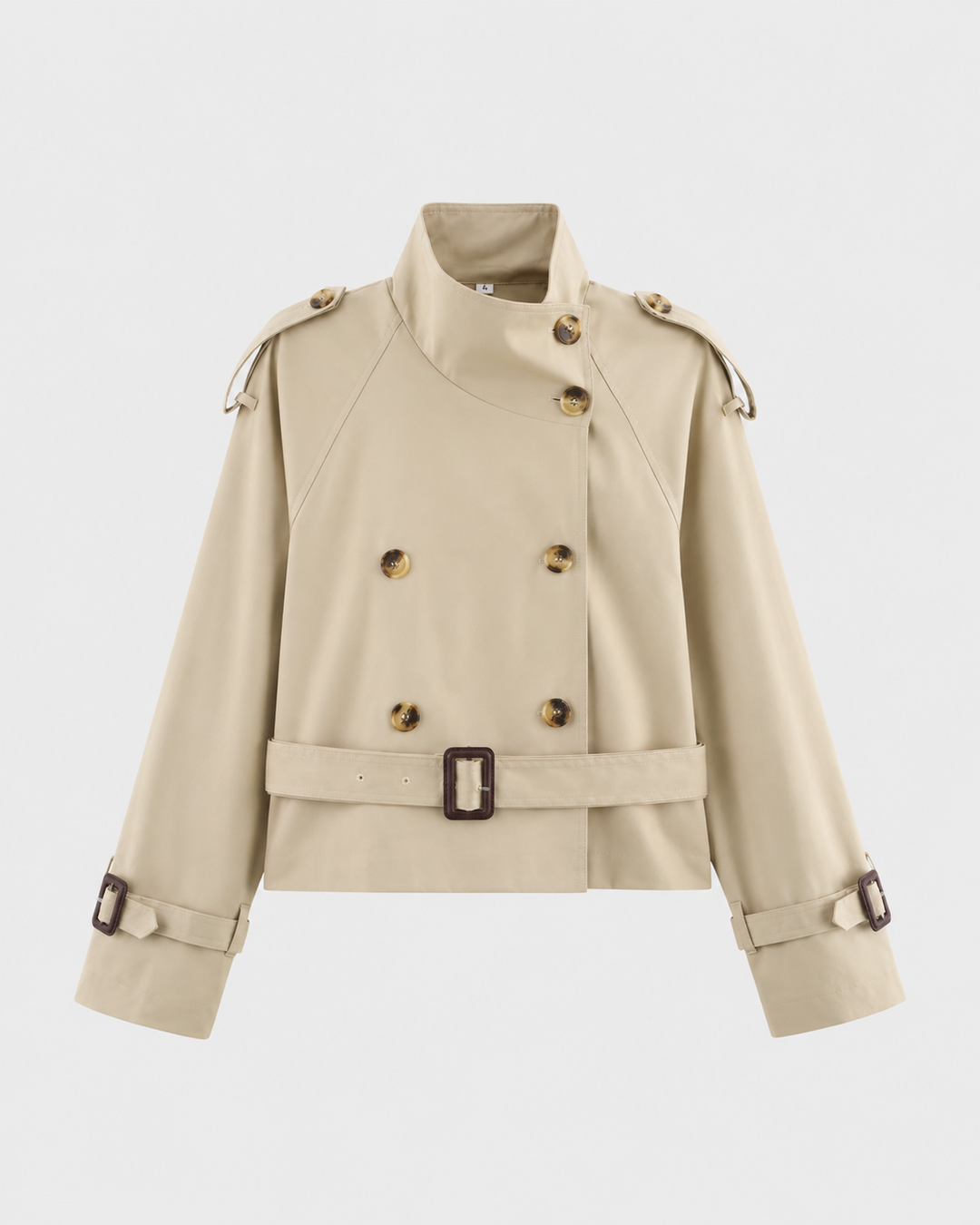 Manteau Court à Double Boutonnage – Beige
