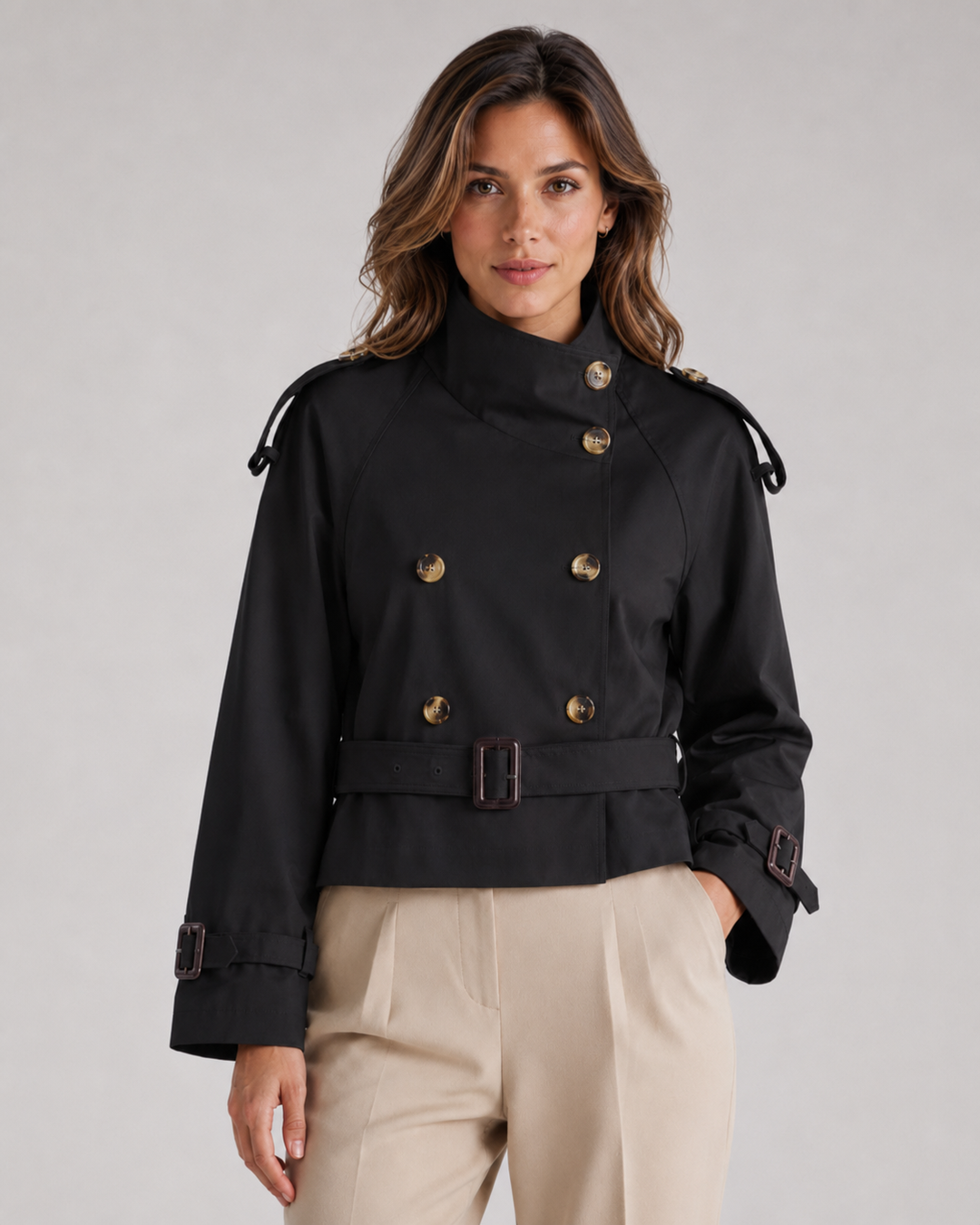 Manteau Court à Double Boutonnage