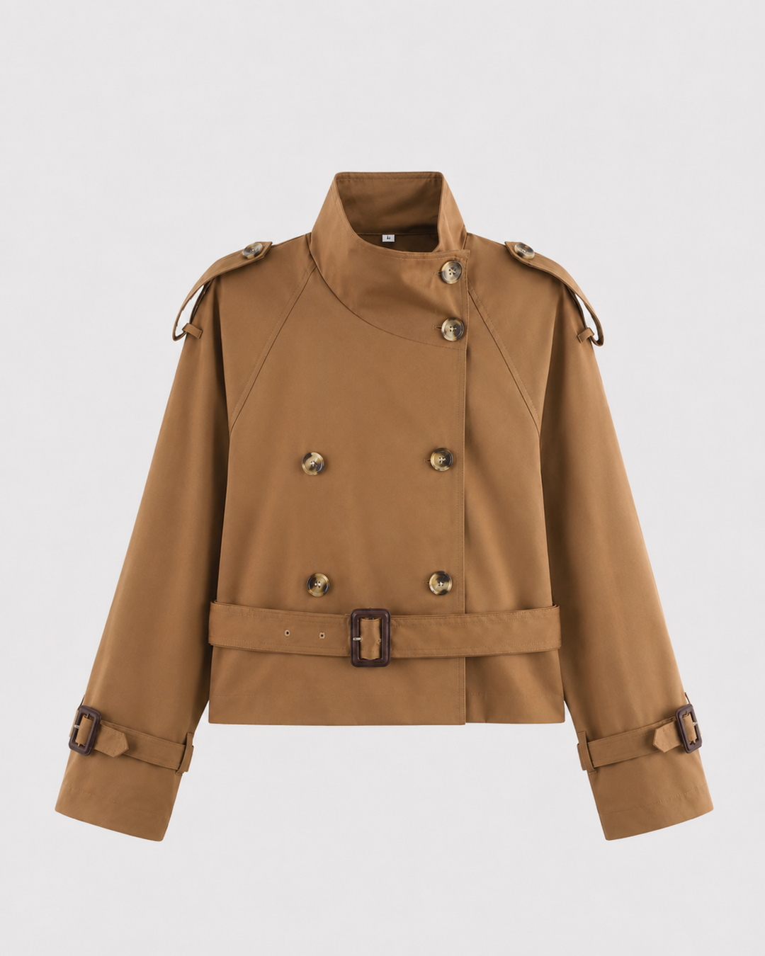 Manteau Court à Double Boutonnage – Marron