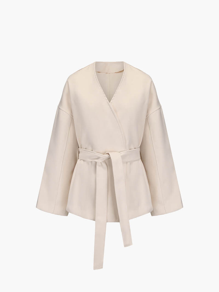 Manteau Court Cache-cœur Beige