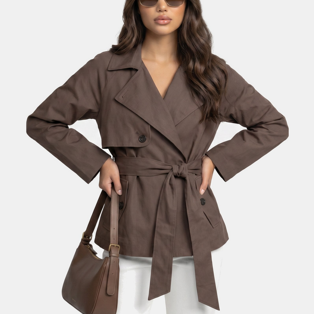 Manteau Court Ceinturé Élégant