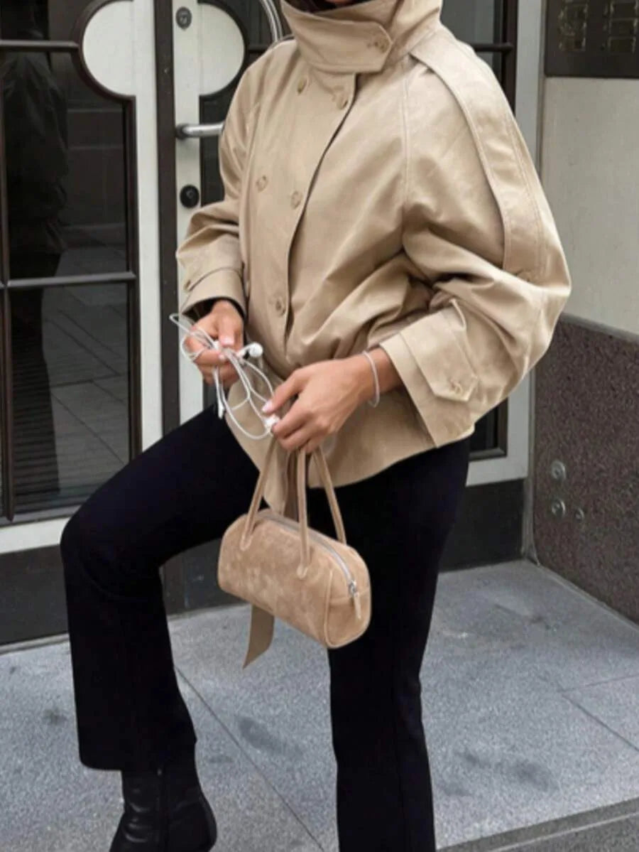 Manteau Court Ceinturé Kaki