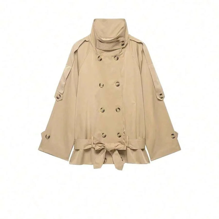 Manteau Court Ceinturé Kaki
