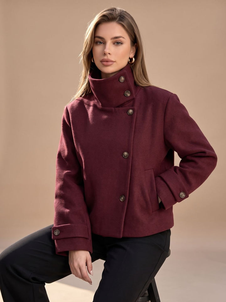 Manteau Court Chic à Col Montant