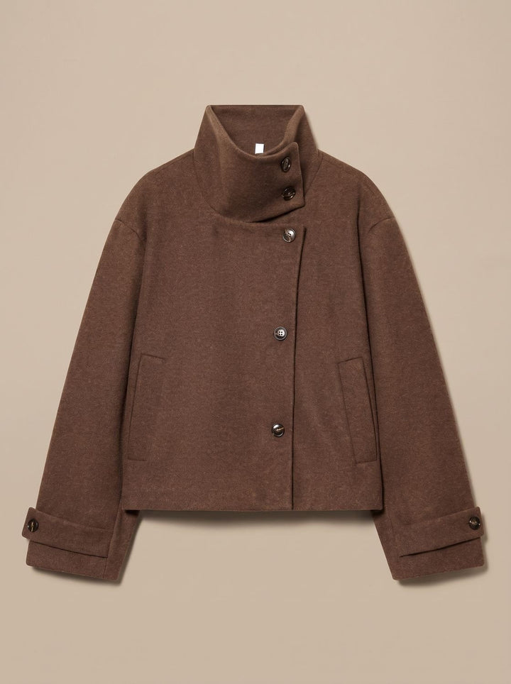 Manteau Court Chic à Col Montant