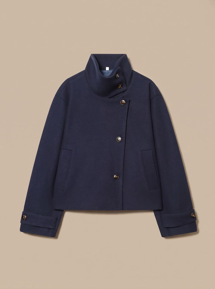 Manteau Court Chic à Col Montant