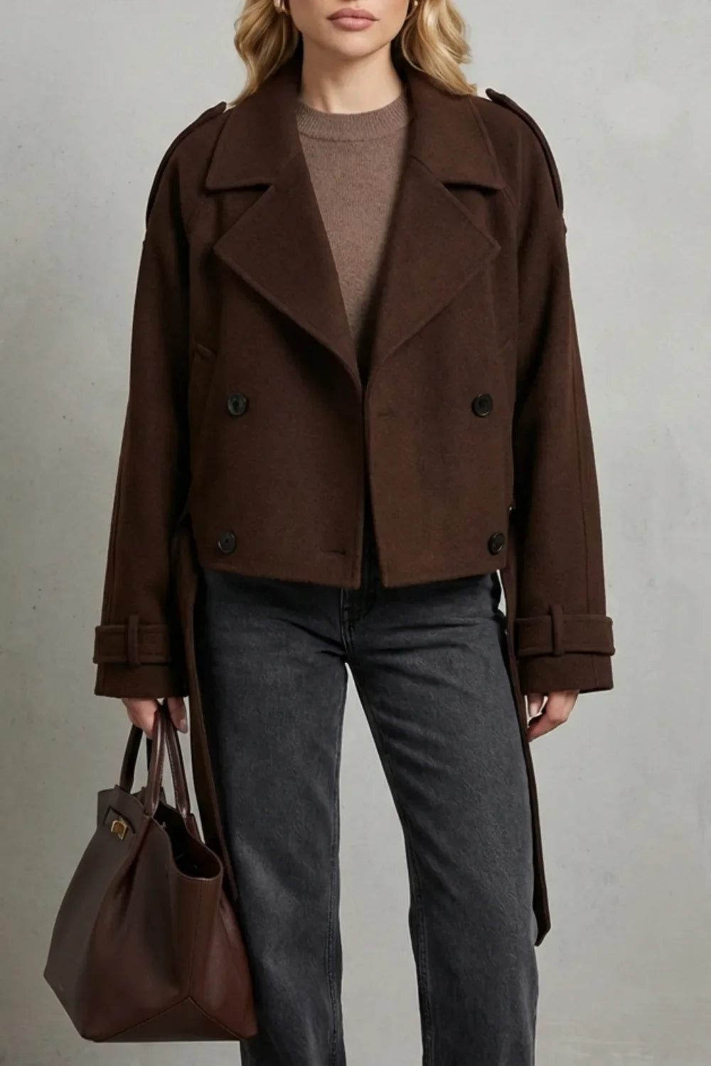 Manteau Court et Structuré – Marron