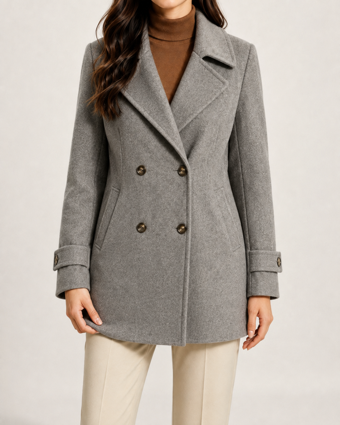 Manteau Court Style Tailleur – Gris