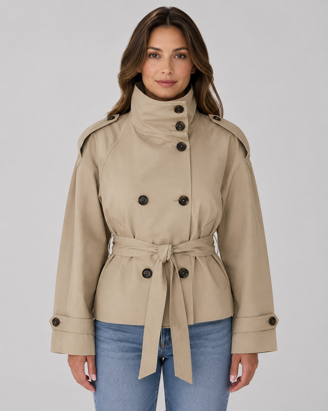 Manteau Court Style Trench – Beige