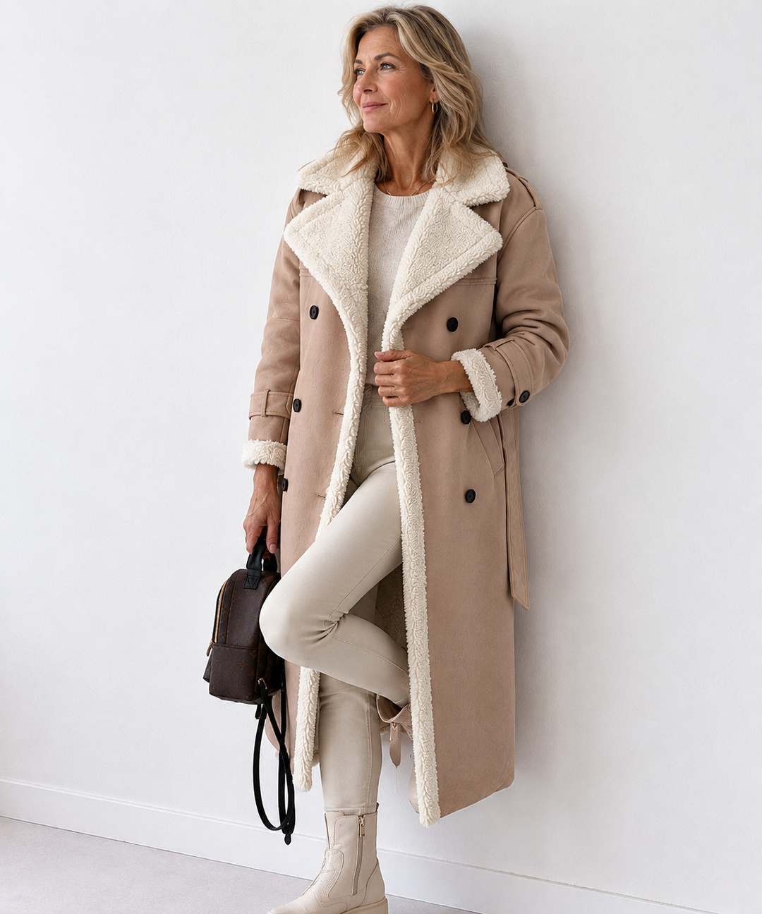 Manteau croisé à revers doux – Albicocca