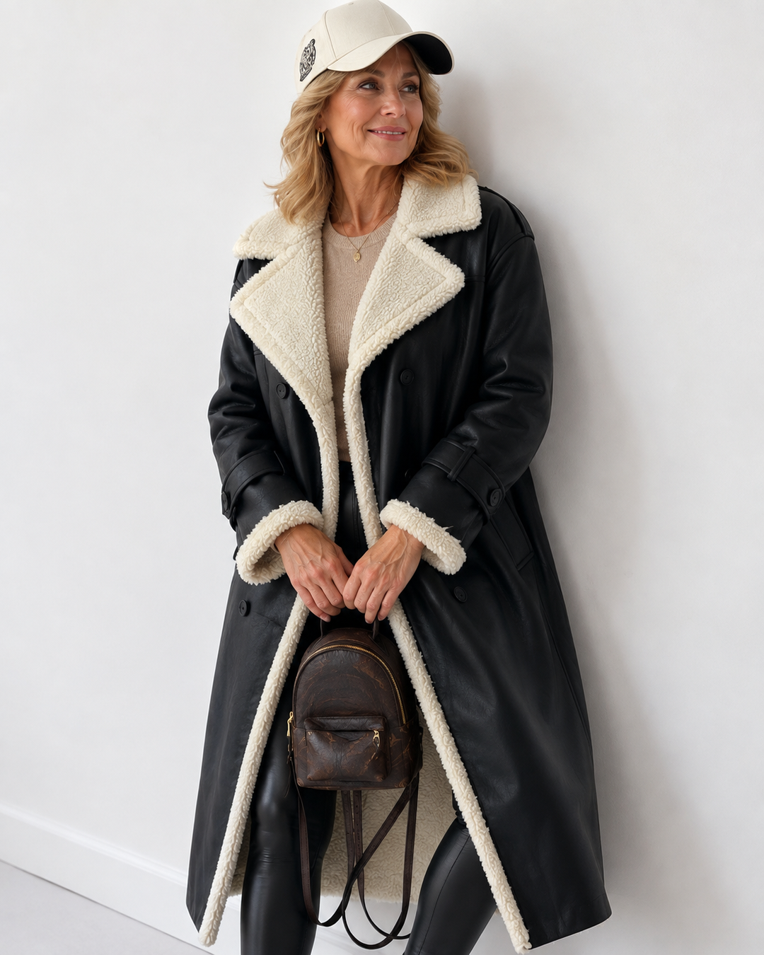 Manteau croisé à revers doux