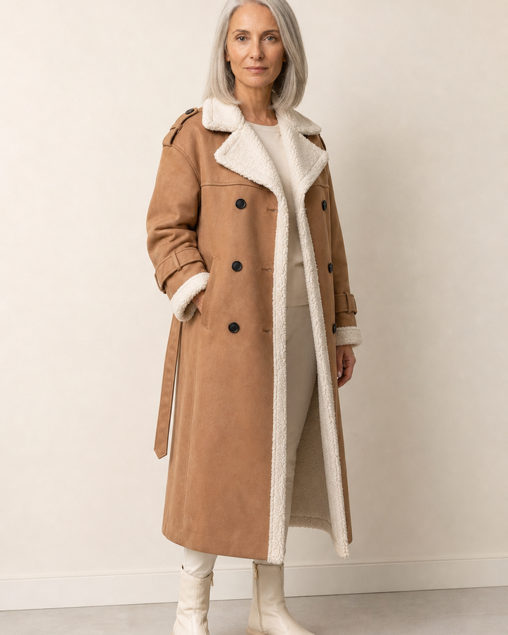 Manteau croisé à revers doux