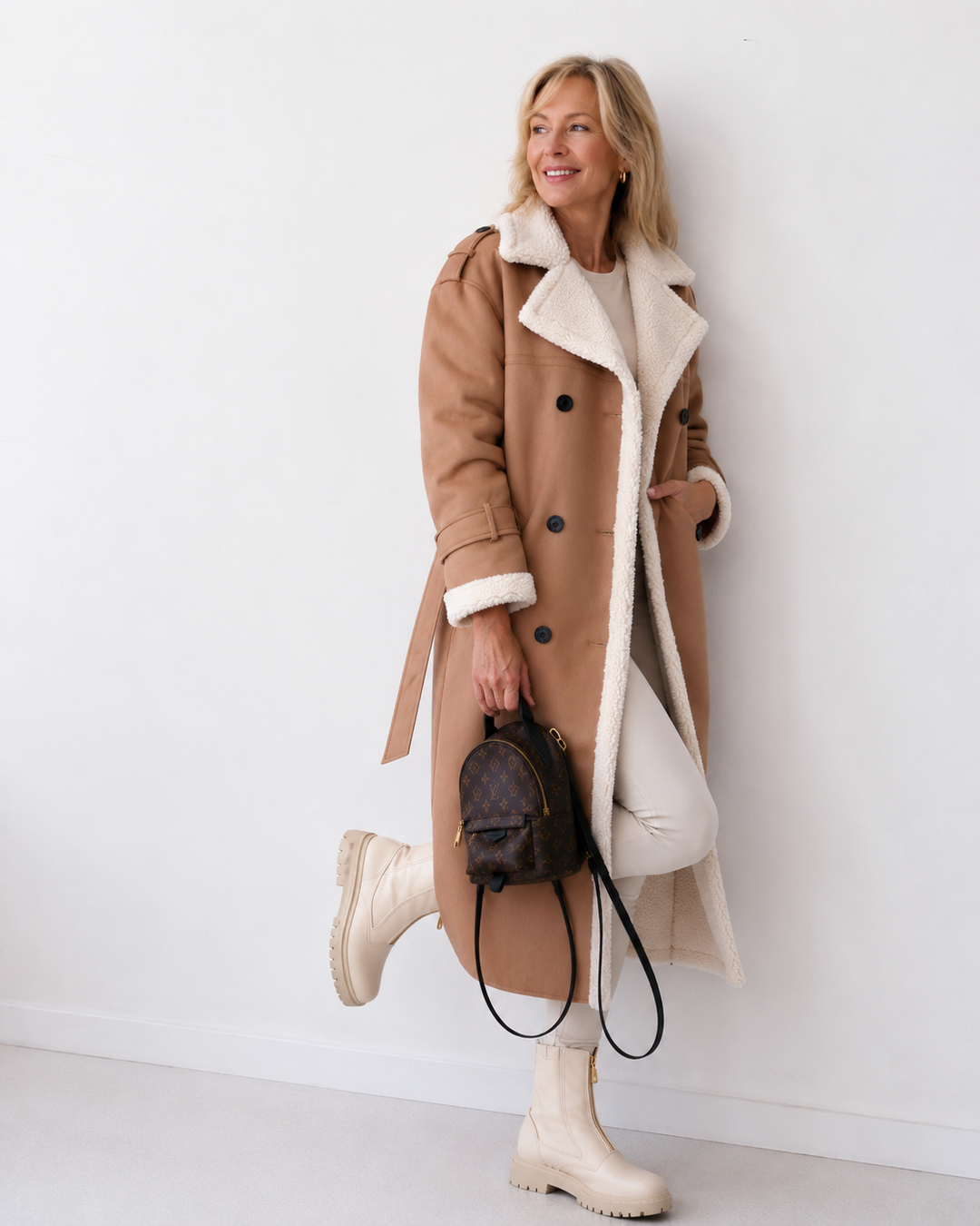 Manteau croisé à revers doux