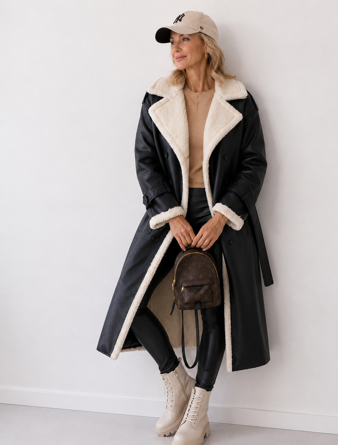 Manteau croisé à revers doux