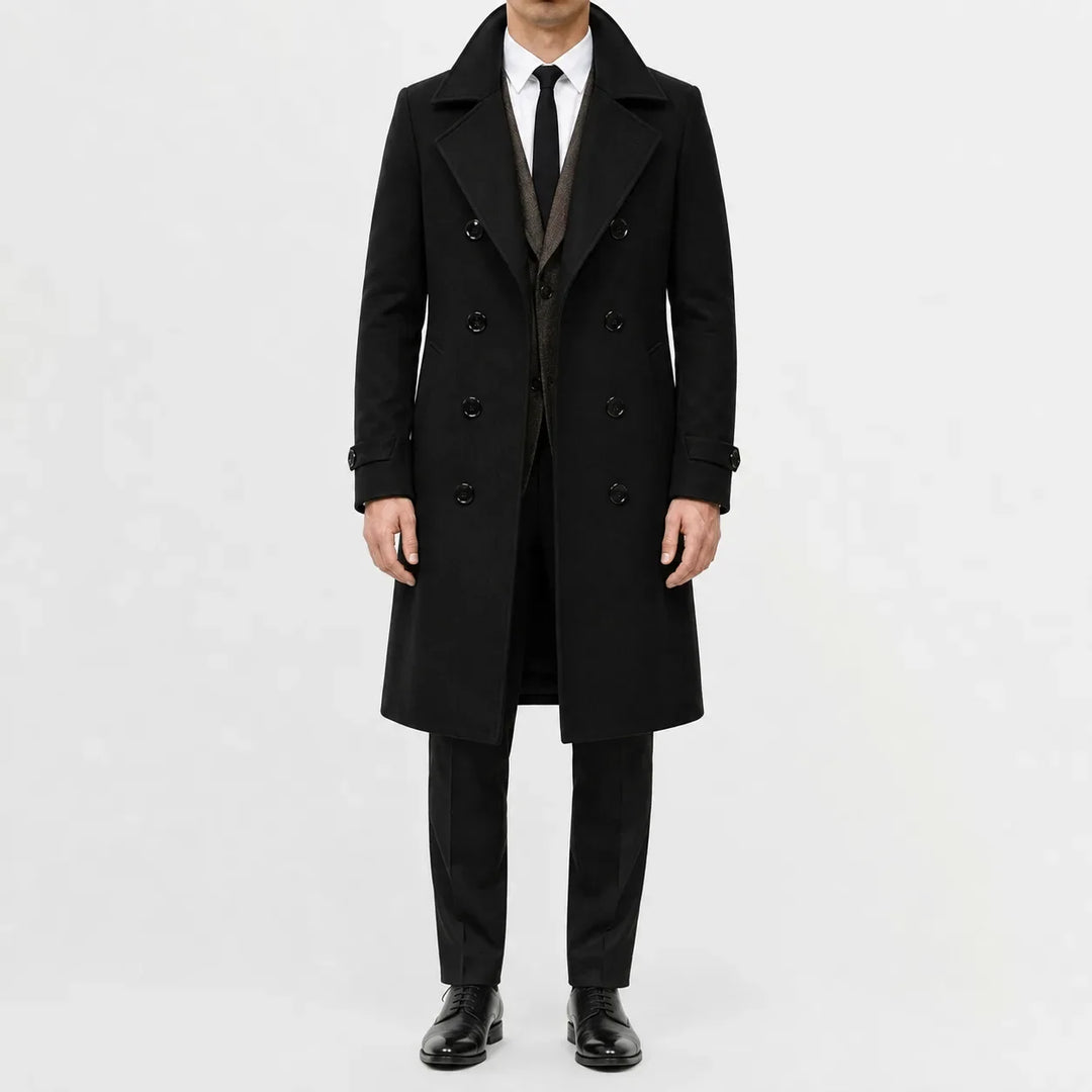 Manteau Croisé Classique Homme – Noir