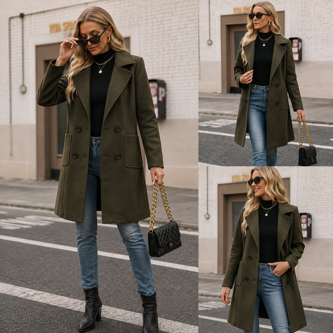 Manteau croisé coupe droite – Vert