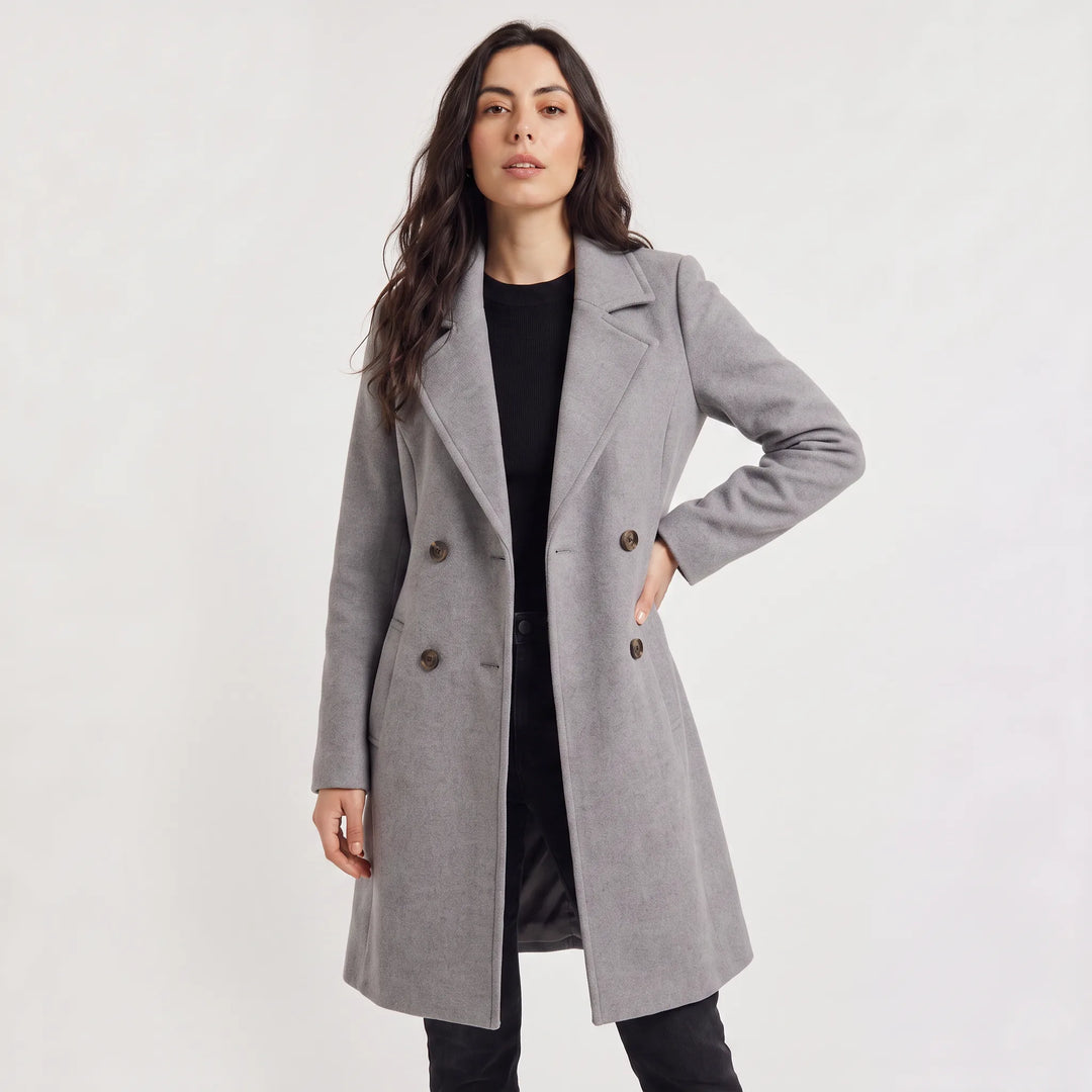 Manteau croisé coupe tailleur – Gris