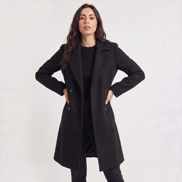Manteau croisé coupe tailleur – Noir