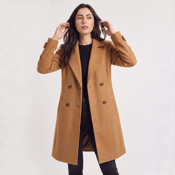 Manteau croisé coupe tailleur – Marron