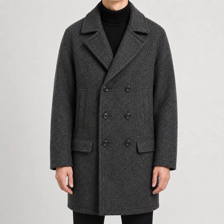 Manteau Croisé Mi-long Élégant – Ardoise