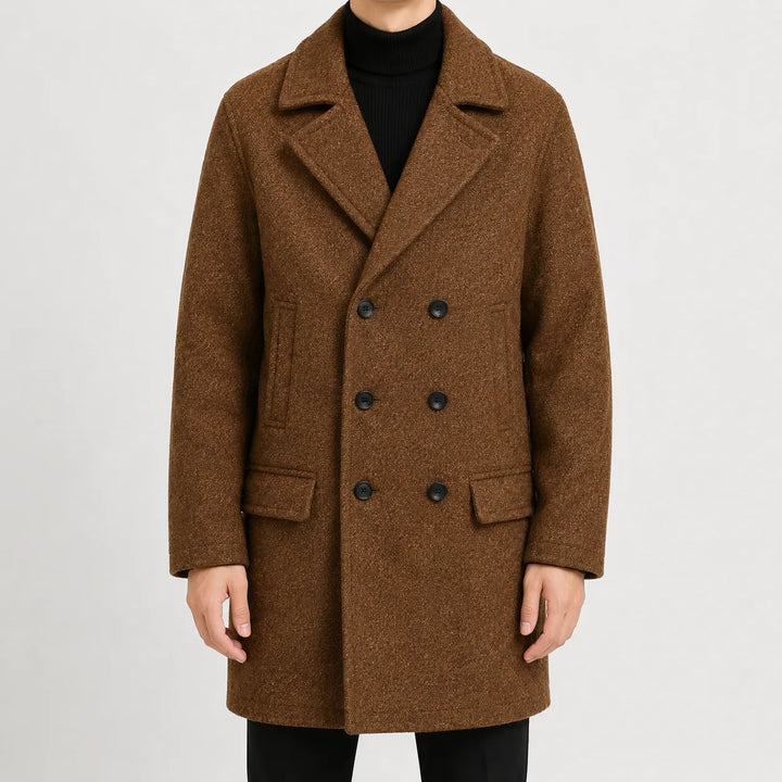 Manteau Croisé Mi-long Élégant – Camel