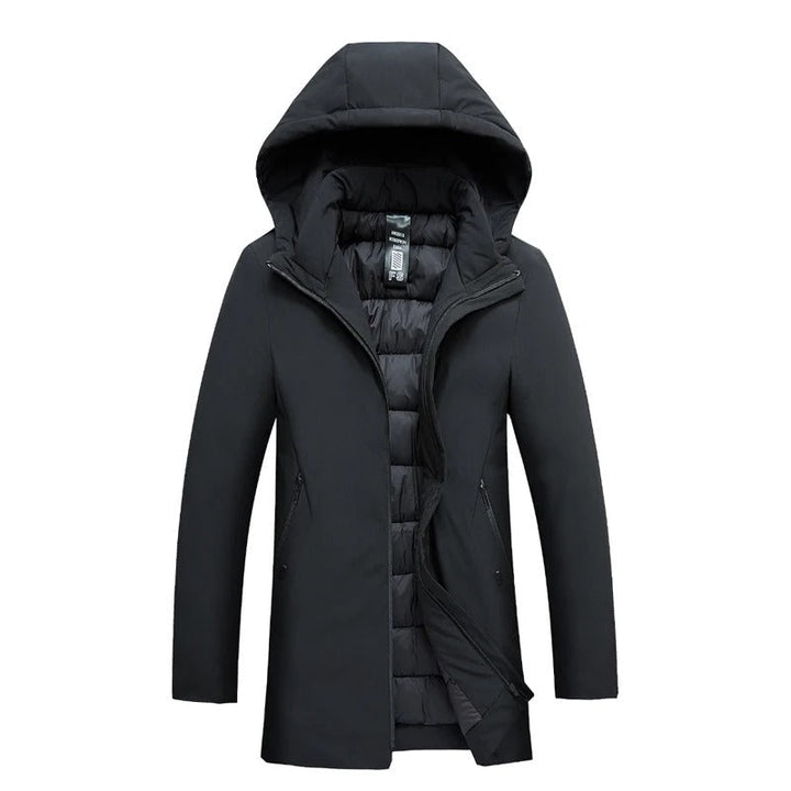 Manteau d'Hiver Doublé à Capuche – Noir