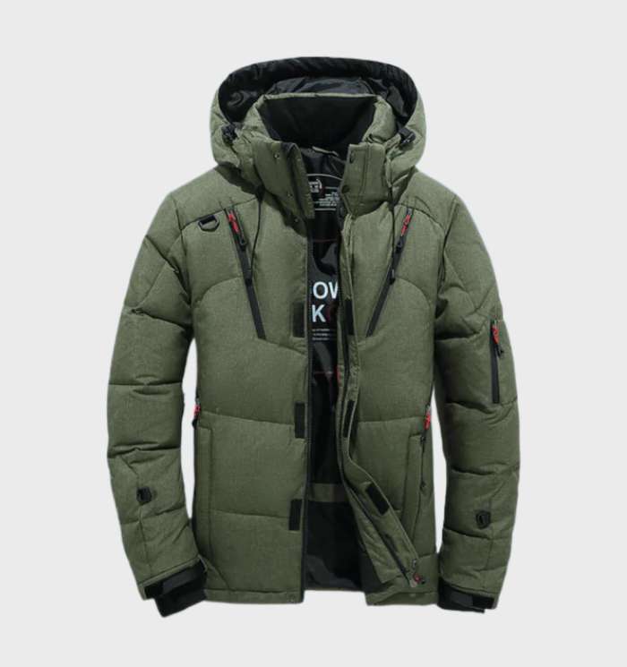 Manteau d'Hiver Technique à Capuche – Vert