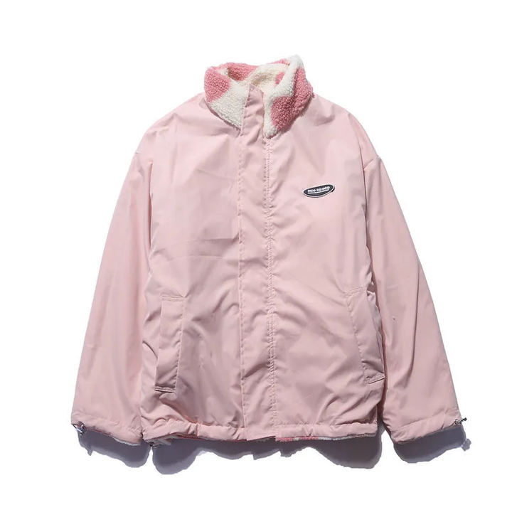 Manteau double-face à motif cœur