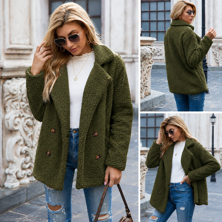 Manteau douillet à double boutonnage – Vert