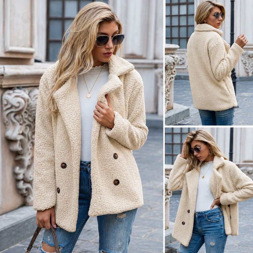 Manteau douillet à double boutonnage