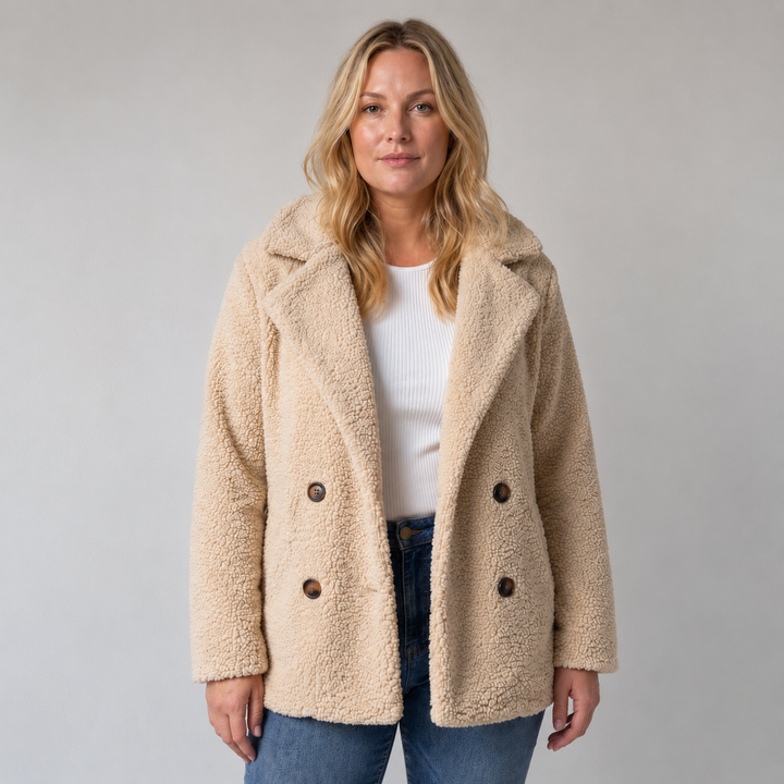 Manteau douillet à double boutonnage