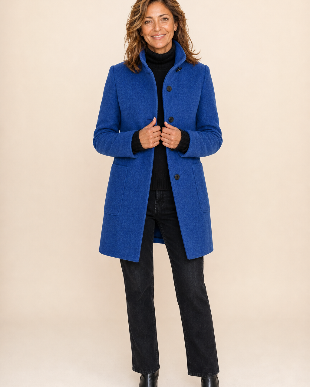 Manteau Droit à Col Montant