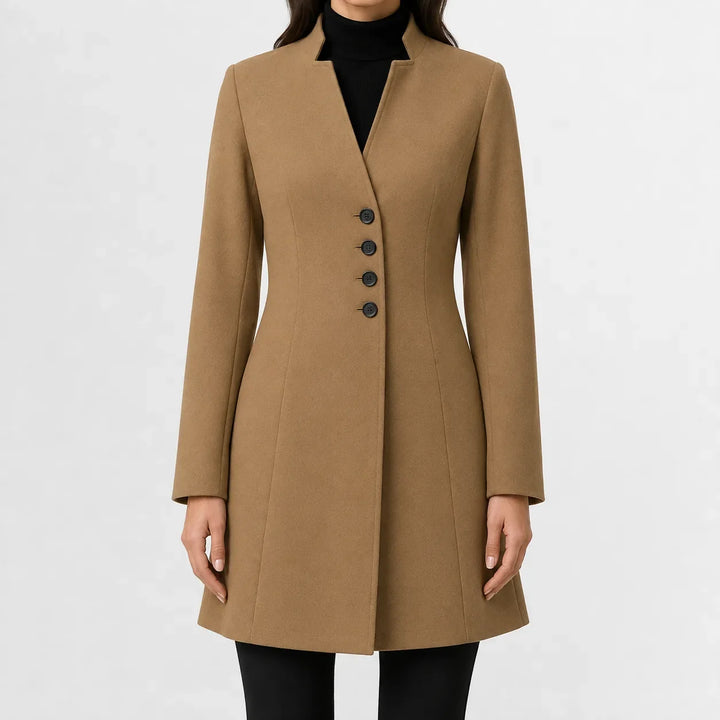 Manteau Élégant à Col Montant – Camel