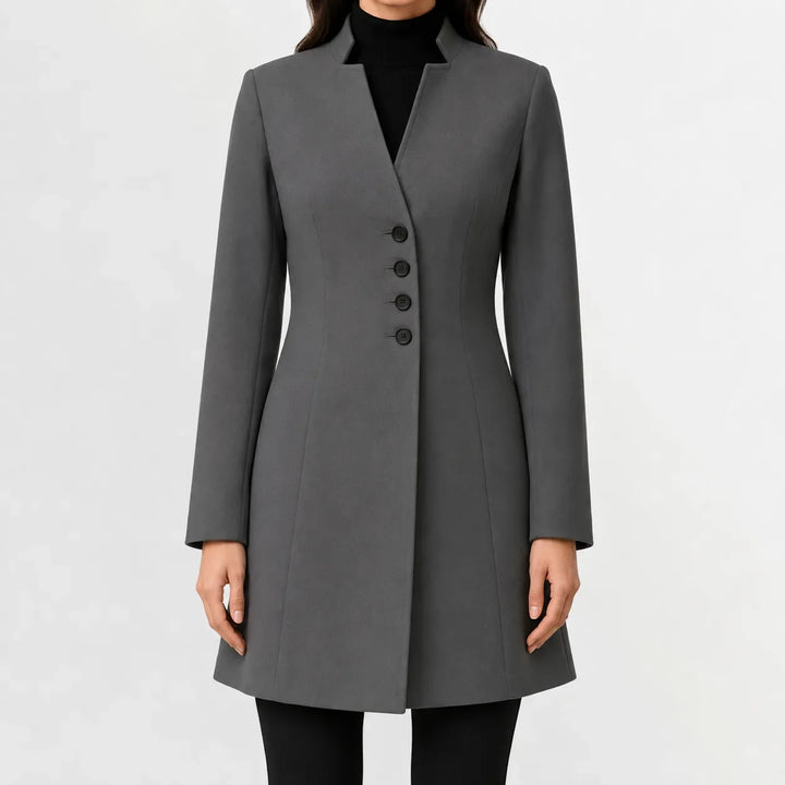 Manteau Élégant à Col Montant – Gris Foncé