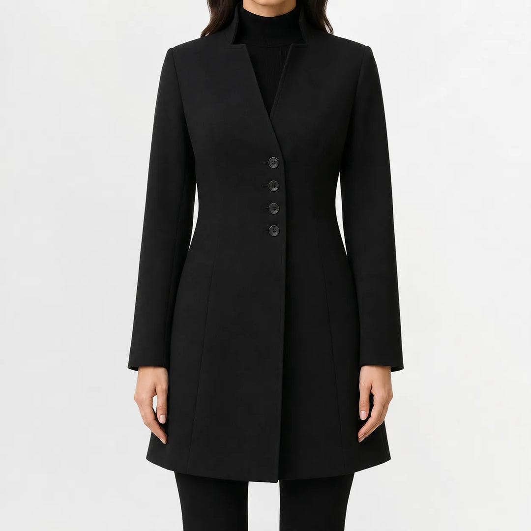 Manteau Élégant à Col Montant – Noir
