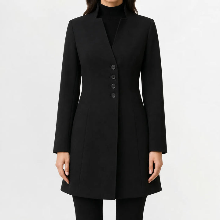 Manteau Élégant à Col Montant – Noir