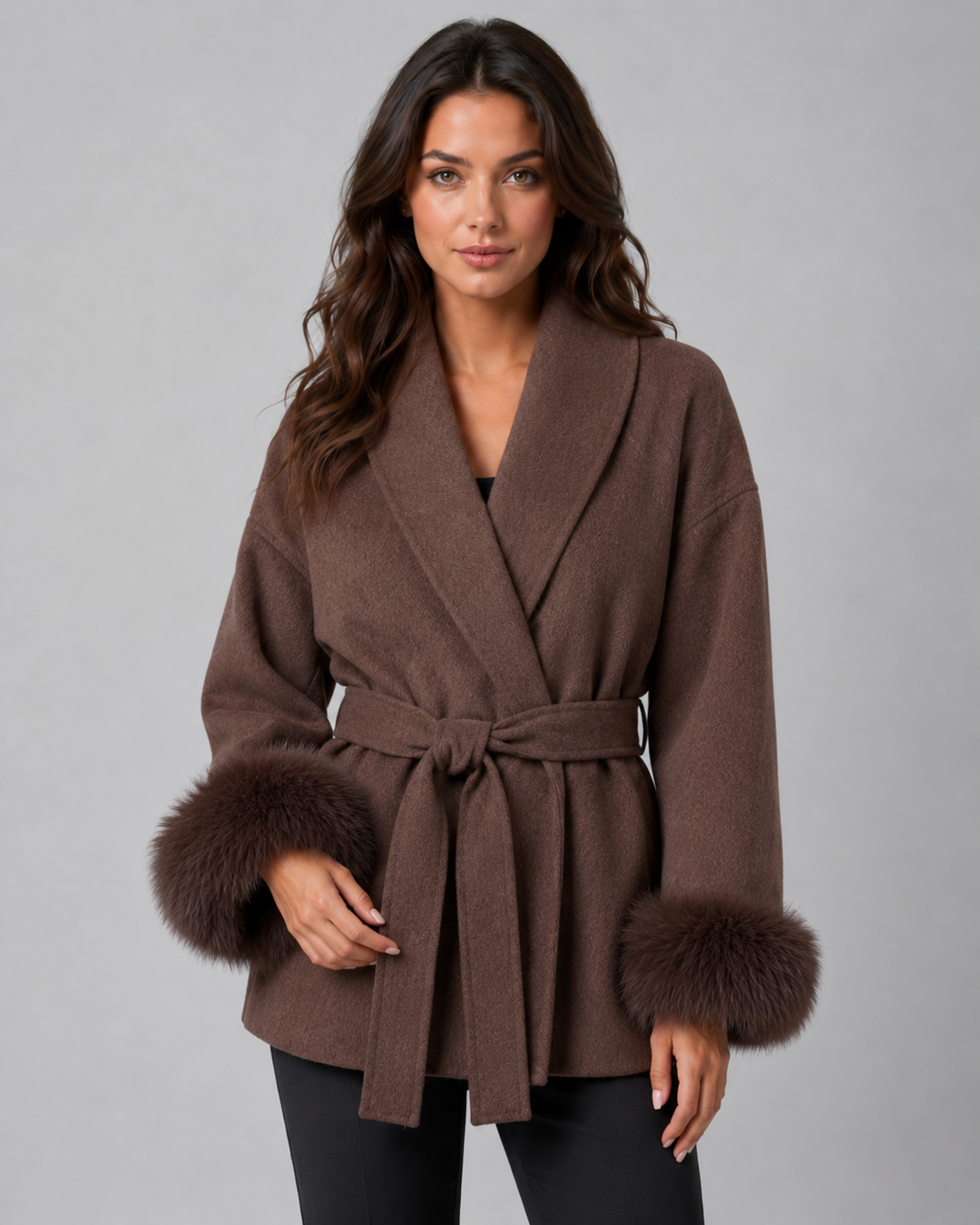 Manteau Élégant à Poignets Douillets – Chocolat Marron