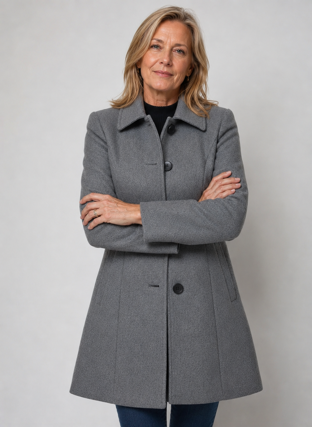 Manteau élégant coupe évasée – Gris