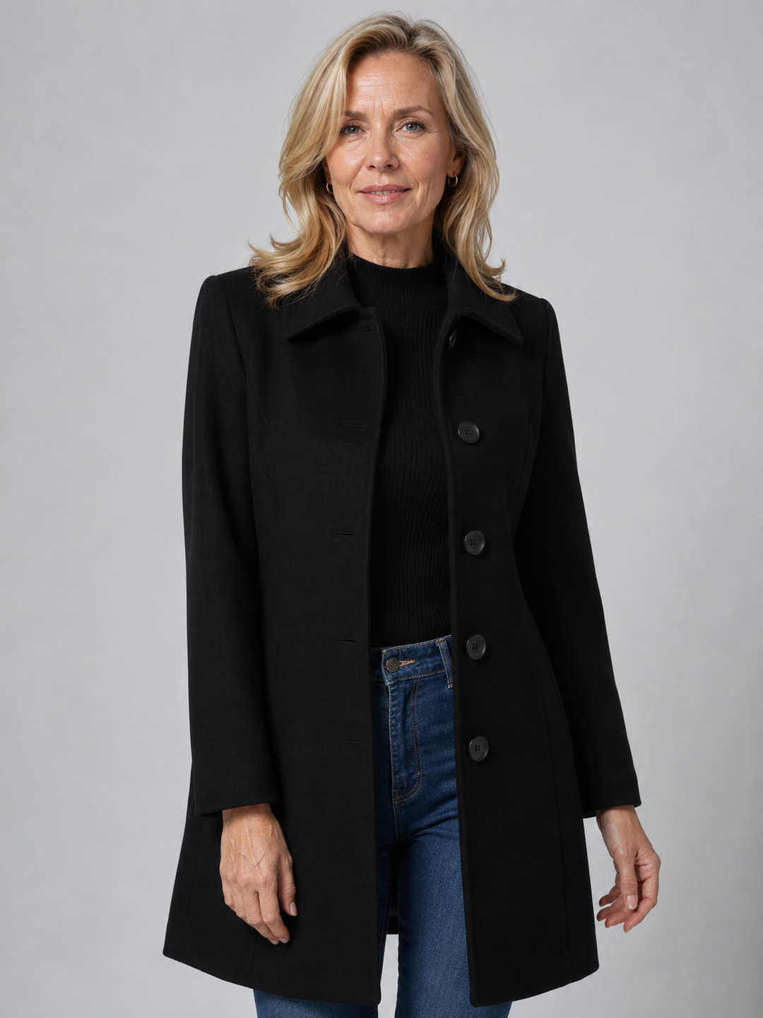 Manteau élégant coupe évasée – Noir