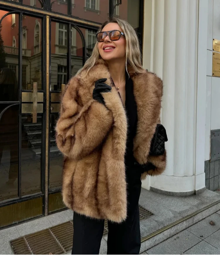 Manteau Enveloppant Marron Chic