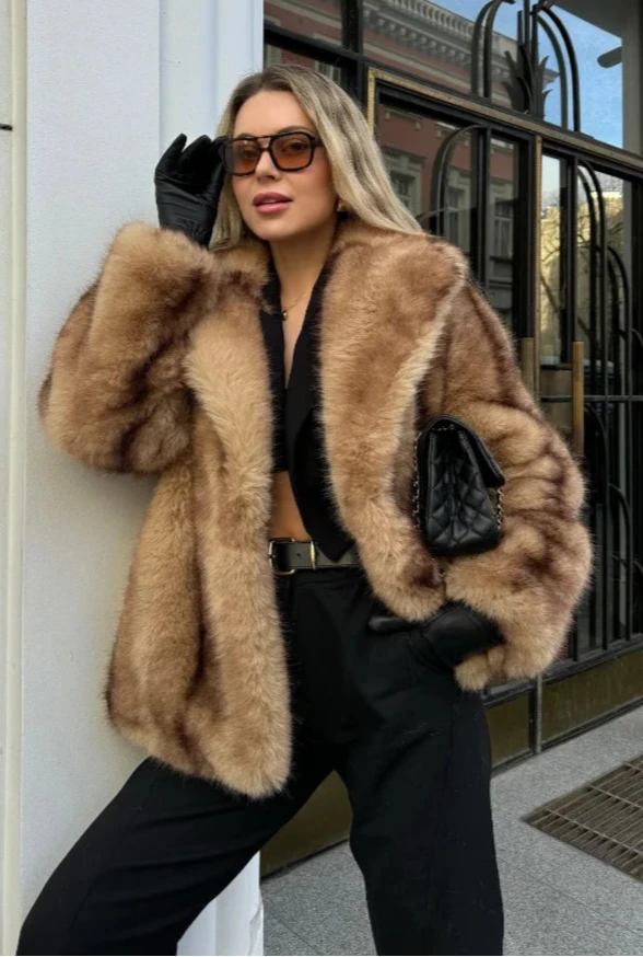 Manteau Enveloppant Marron Chic