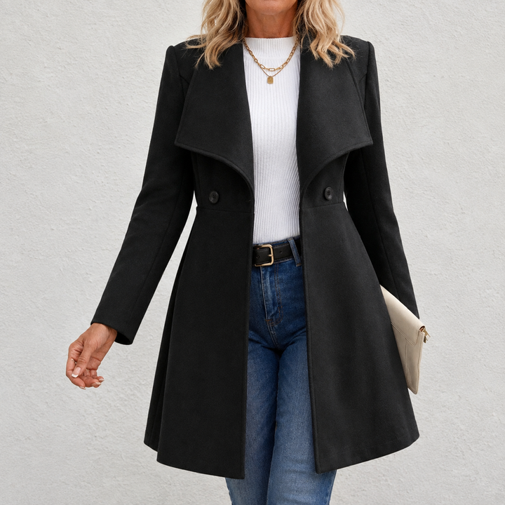 Manteau féminin coupe patineuse – Noir