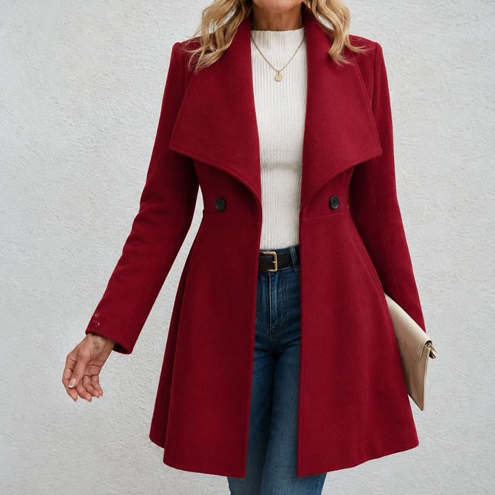Manteau féminin coupe patineuse – Rouge