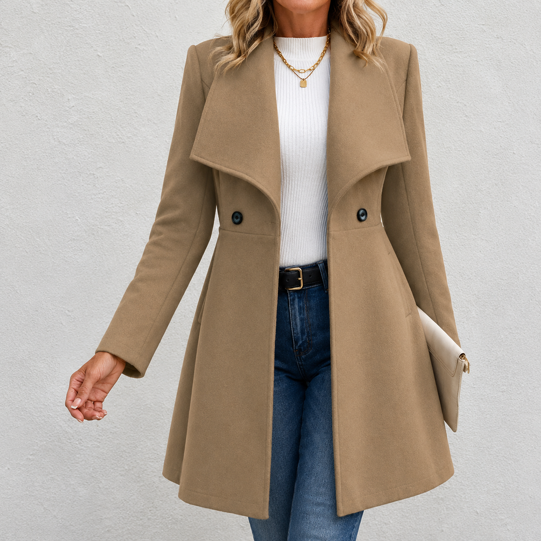 Manteau féminin coupe patineuse – Beige