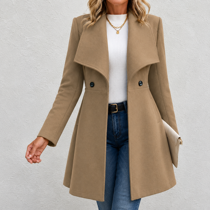 Manteau féminin coupe patineuse – Beige
