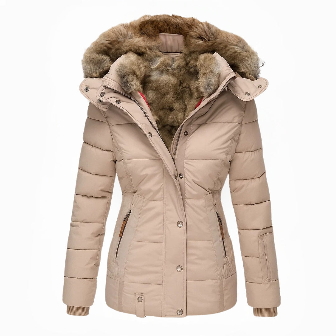 Manteau Hivernal à Coupe Ajustée – Beige