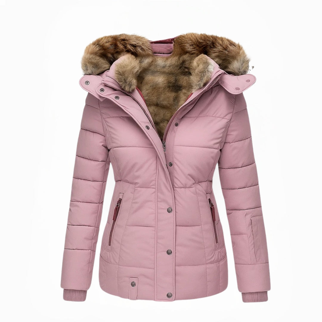 Manteau Hivernal à Coupe Ajustée – Rose