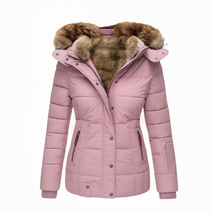 Manteau Hivernal à Coupe Ajustée – Rose