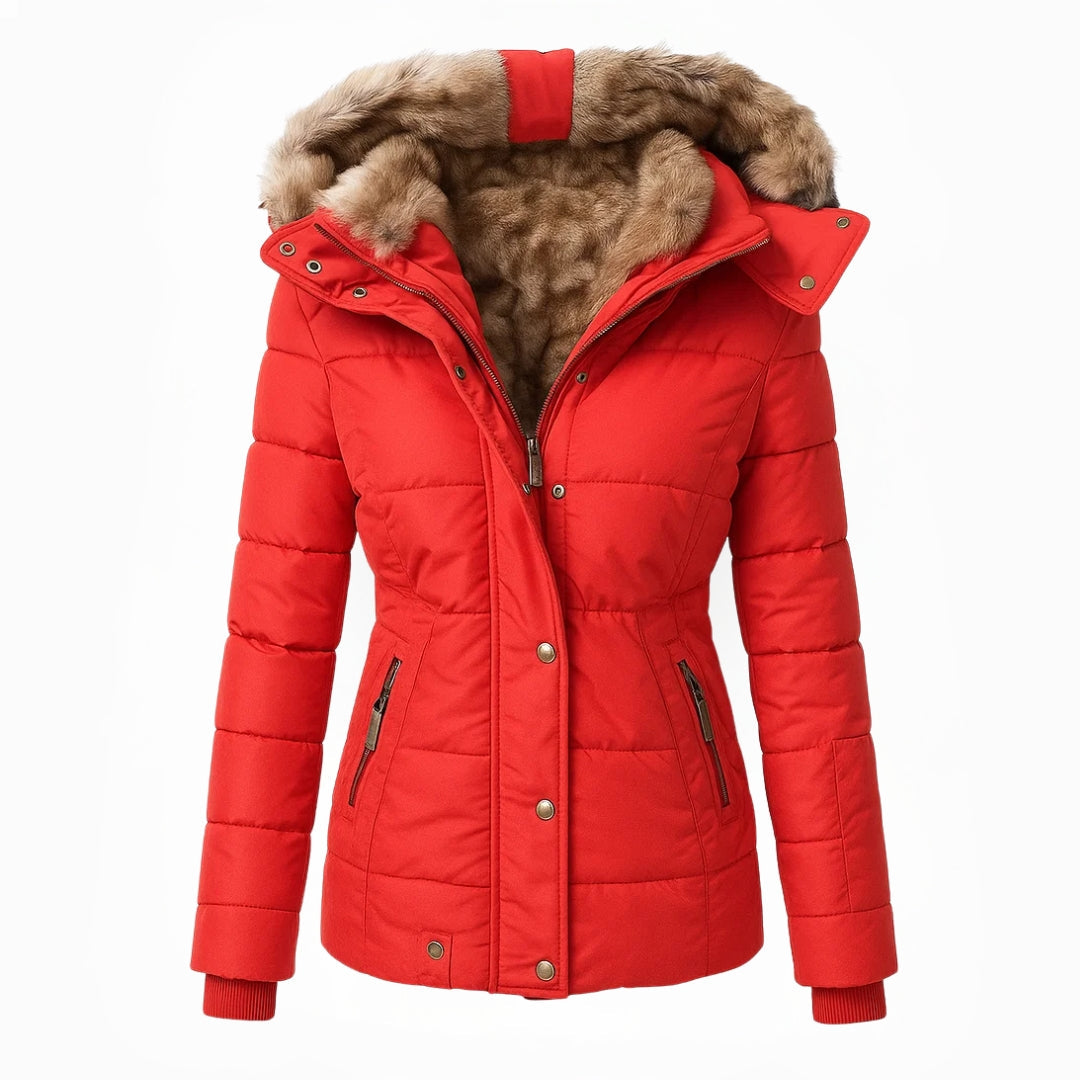 Manteau Hivernal à Coupe Ajustée – Rouge