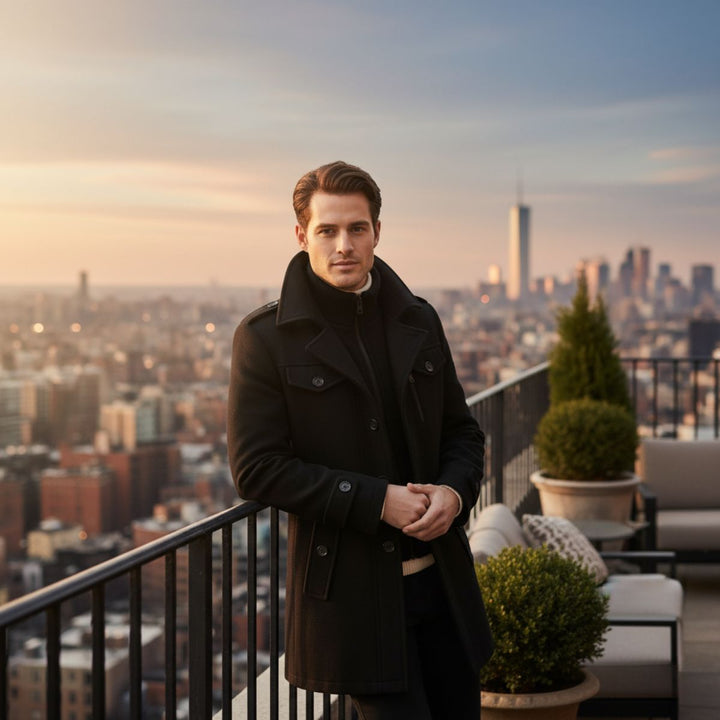 Manteau Homme à Double Col